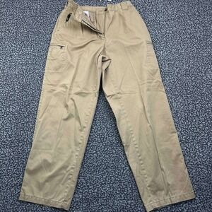 LL Bean Women 10 Reg Khaki Cotton Cargo Chino Pants Straight Leg Pockets